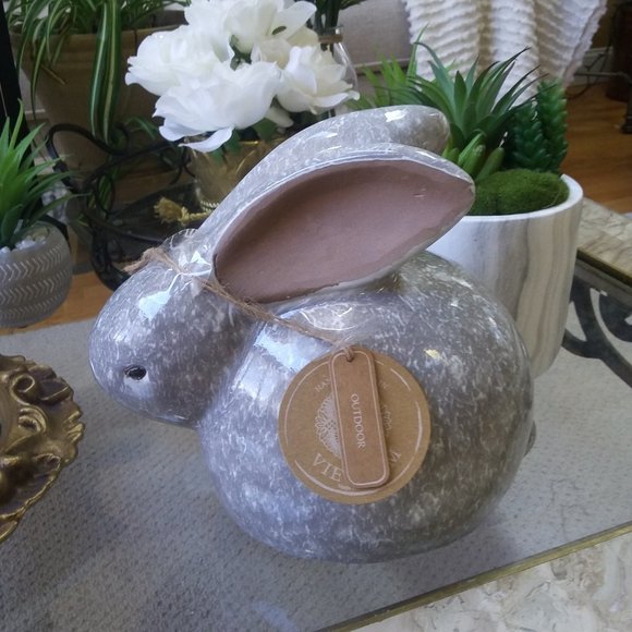 Boutique Other - NEW! HANDCRAFTED Glazed SOLID Clay GARDEN Rabbit